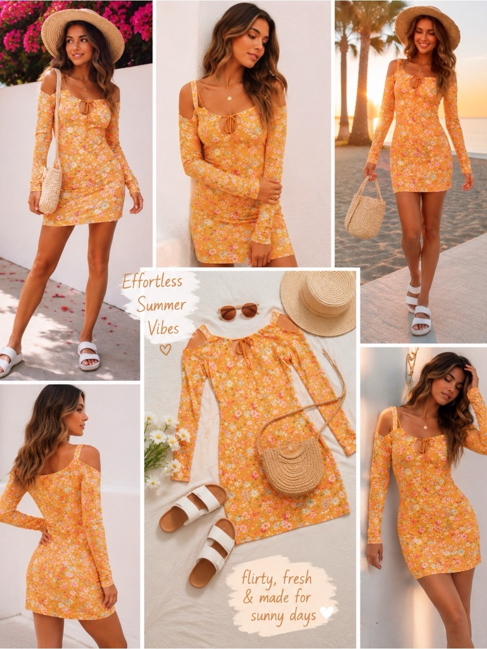 PRINCESS POLLY Orange Floral Print Dress